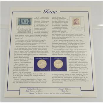 Full Color 2 Coin Ch BU Iowa State Quarter Beautifully Displayed Coin Set - Reduced S&H