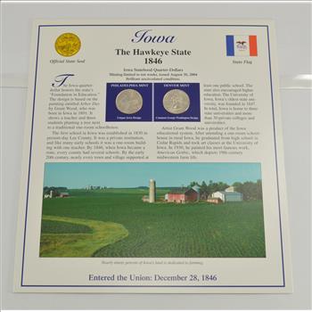 Full Color 2 Coin Ch BU Iowa State Quarter Beautifully Displayed Coin Set - Reduced S&H
