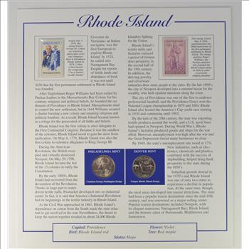 Full Color 2 Coin Ch BU Rhode Island State Quarter Beautifully Displayed Coin Set