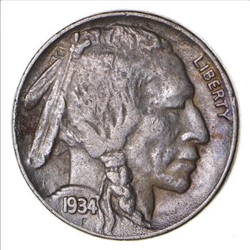 FULL HORN - High Grade - TOUGH - 1934 Buffalo Nickel - Sharp Coin!