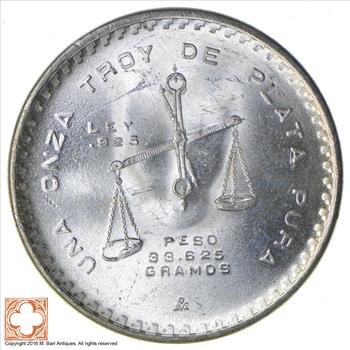 GEM BU - 1 Troy Oz SIlver - Balance Scale Mexican - Rare Silver Coin