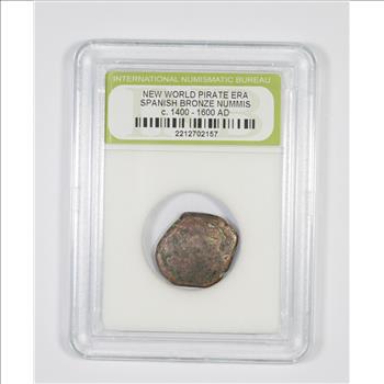 Genuine 1400-1600 AD Spanish Bronze - New World Pirate Era Coin