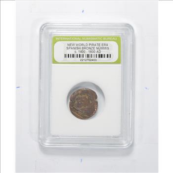Genuine 1400-1600 AD Spanish Bronze - New World Pirate Era Coin