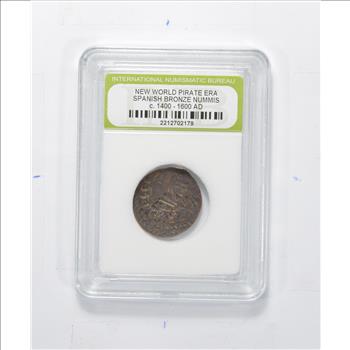 Genuine 1400-1600 AD Spanish Bronze - New World Pirate Era Coin