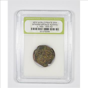 Genuine 1400-1600 AD Spanish Bronze - New World Pirate Era Coin