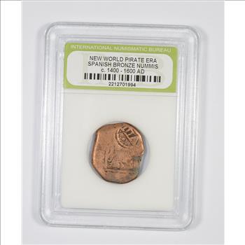 Genuine 1400-1600 AD Spanish Bronze - New World Pirate Era Coin