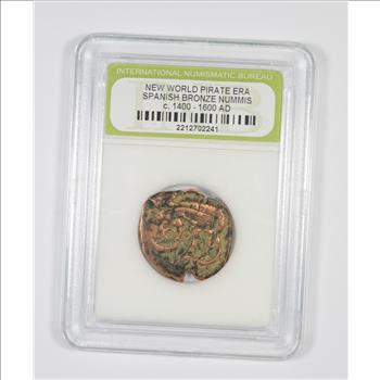 Genuine 1400-1600 AD Spanish Bronze - New World Pirate Era Coin
