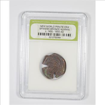 Genuine 1400-1600 AD Spanish Bronze - New World Pirate Era Coin