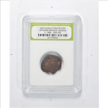 Genuine 1400-1600 AD Spanish Bronze - New World Pirate Era Coin