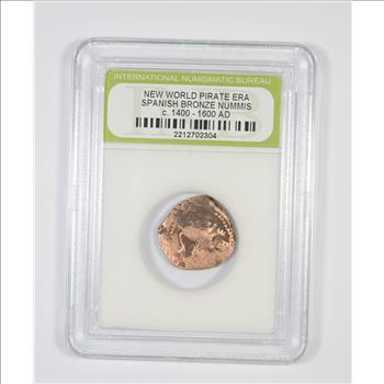 Genuine 1400-1600 AD Spanish Bronze - New World Pirate Era Coin