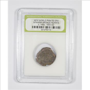 Genuine 1400-1600 AD Spanish Bronze - New World Pirate Era Coin