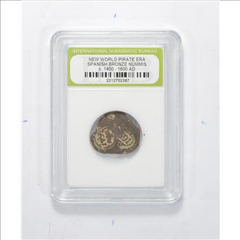 Genuine 1400-1600 AD Spanish Bronze - New World Pirate Era Coin