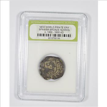 Genuine 1400-1600 AD Spanish Bronze - New World Pirate Era Coin