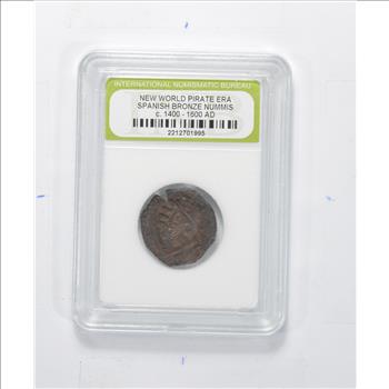 Genuine 1400-1600 AD Spanish Bronze - New World Pirate Era Coin