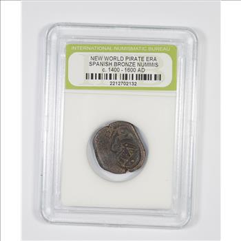 Genuine 1400-1600 AD Spanish Bronze - New World Pirate Era Coin