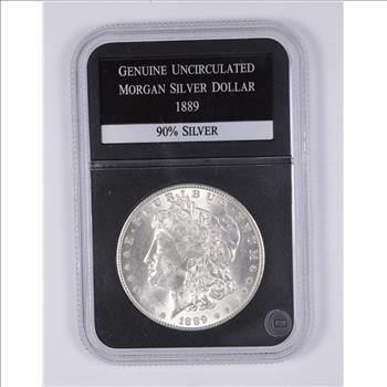 Genuine Uncirculated 1889 Morgan Silver Dollar - Slabbed PCS