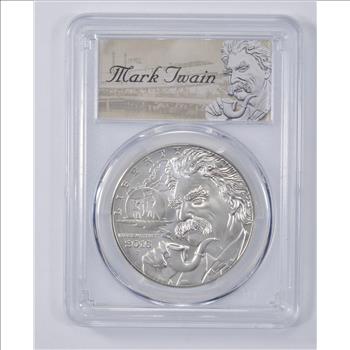Graded MS-69 2016-P Mark Twain First Strike US Commemorative Silver Dollar - PCGS-Long Beach Expo Graded - WOW)