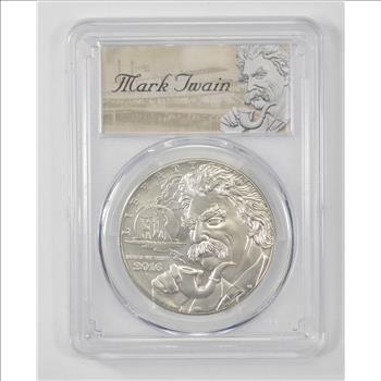 Graded MS-69 2016-P Mark Twain First Strike US Commemorative Silver Dollar - PCGS-Long Beach Expo Graded - WOW)