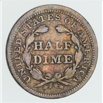 Great Detail HALF Dime - 1857 Seated Liberty Half Dime - Early American Type Coin