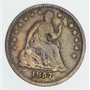 Great Detail HALF Dime - 1857 Seated Liberty Half Dime - Early American Type Coin