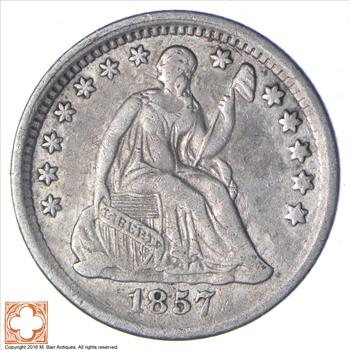 Great Detail HALF Dime - 1857 Seated Liberty Half Dime - Early American Type Coin