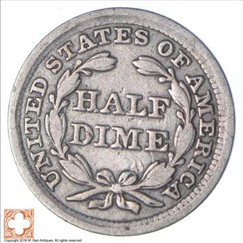 Great Detail HALF Dime - 1857 Seated Liberty Half Dime - Early American Type Coin