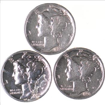 HIGH GRADE 1937 1939 1936 Mercury Silver Dime - BETTER