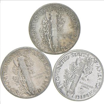 HIGH GRADE 1941 1943 1942 Mercury Silver Dime - BETTER