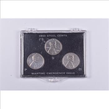 High Grade 1943 P D S Complete Set Lincoln Wheat STEEL WWII 'Silver' Penny