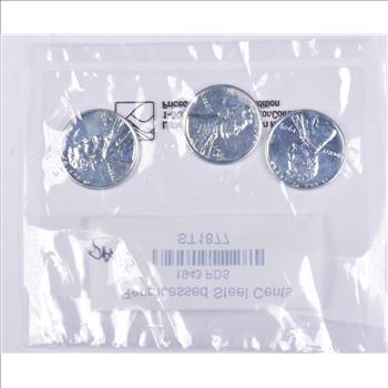 High Grade 1943 P D S Complete Set Lincoln Wheat STEEL WWII 'Silver' Penny