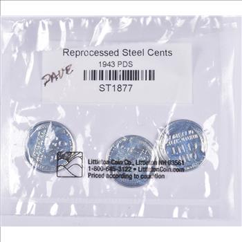 High Grade 1943 P D S Complete Set Lincoln Wheat STEEL WWII 'Silver' Penny