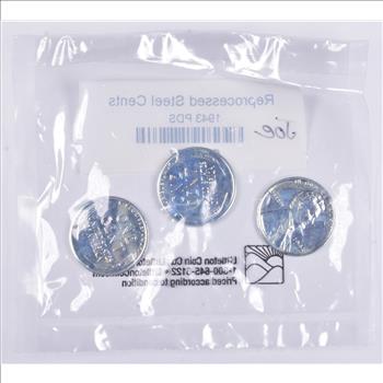 High Grade 1943 P D S Complete Set Lincoln Wheat STEEL WWII 'Silver' Penny