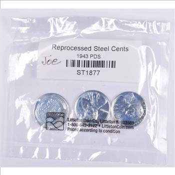 High Grade 1943 P D S Complete Set Lincoln Wheat STEEL WWII 'Silver' Penny