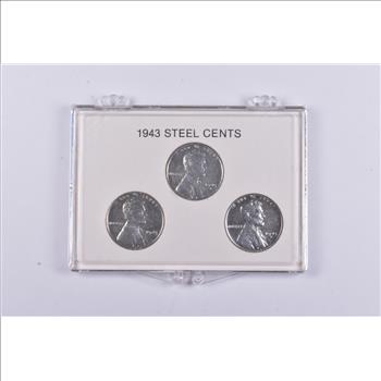 High Grade 1943 P D S Complete Set Lincoln Wheat STEEL WWII 'Silver' Penny