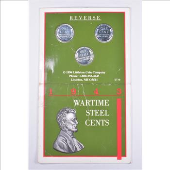 High Grade 1943 P D S Complete Set Lincoln Wheat STEEL WWII 'Silver' Penny