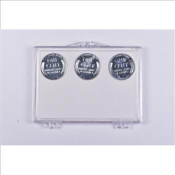 High Grade 1943 P D S Complete Set Lincoln Wheat STEEL WWII 'Silver' Penny