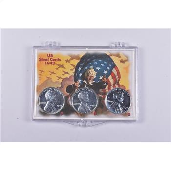 High Grade 1943 P D S Complete Set Lincoln Wheat STEEL WWII 'Silver' Penny