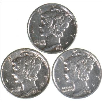 HIGH GRADE 1944 1945 1941 Mercury Silver Dime - BETTER