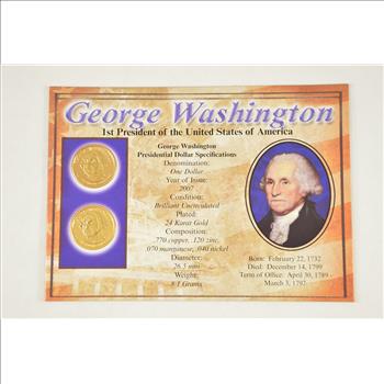 Historic Coin Collection - 2007 P & D George Washington Presidential Dollars Nicely Packed US Coins!