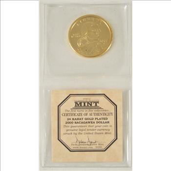 Historic Coin Collection - 24 Karat Gold Plated 2000-P Sacagawea Dollar Nicely Packed US Coins!