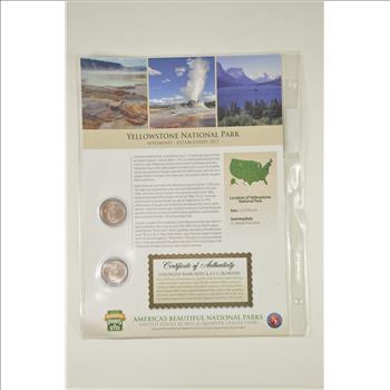 Historic Coin Collection - America's Beautiful National Parks $2 Bill & Quarter Collection - Yellowstone Nicely Packed US Coins!
