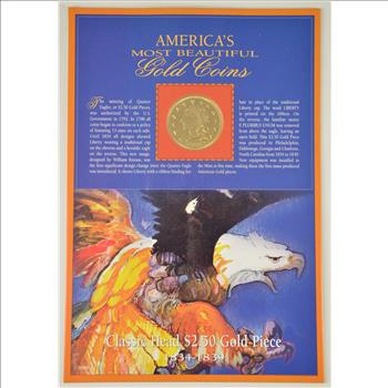 Historic Coin Collection - America's Most Beautiful Gold Coins - Classic Head $2.50 Gold Piece Nicely Packed US Coins!