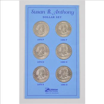 Historic Coin Collection - Complete 2-Year Cuncirculated Set of Susan B Anthony Dollars 1979-80 P,D,S Nicely Packed US Coins!