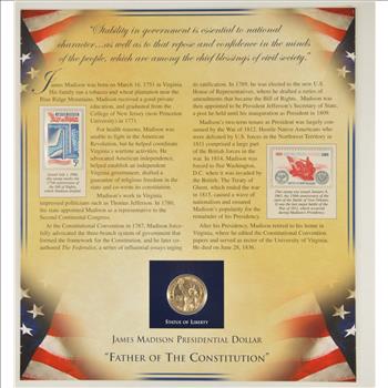 Historic Coin Collection - James Madison Presidential Dollar Nicely Packed US Coins!