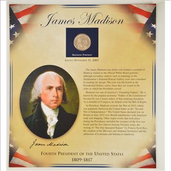 Historic Coin Collection - James Madison Presidential Dollar Nicely Packed US Coins!