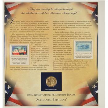 Historic Coin Collection - John Quincy Adams Presidential Dollar Nicely Packed US Coins!