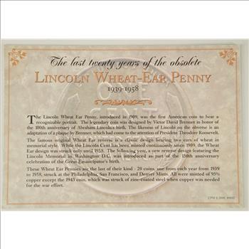 Historic Coin Collection - The Last Twenty Years Of The Obsolete Lincoln Wheat-Ear Penny Nicely Packed US Coins!