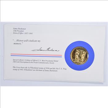 Historic - Presidents of the United States James Buchanan Medal - 15th President - Medal & Stamps Collection