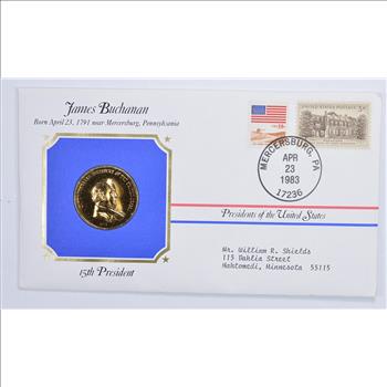 Historic - Presidents of the United States James Buchanan Medal - 15th President - Medal & Stamps Collection