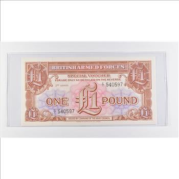 Historic World Bank Note 1956 British Armed Forces 1 Pound Special Voucher Collectible Currency